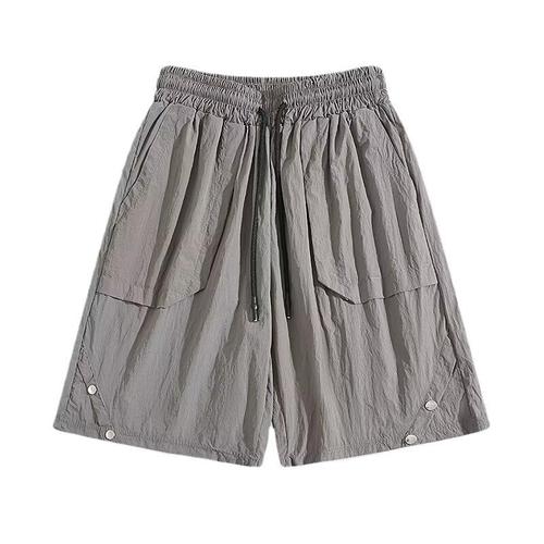 Men's Summer Quick-Dry Ice Silk Shorts, Trendy Brand, Retro Japanese Americana Workwear Casual Sports Beach 5-Cent Trousers