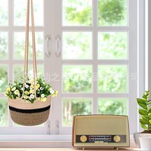加工定制曲线针车缝工艺棉绳材质收纳篮、客厅挂篮、优质花篮