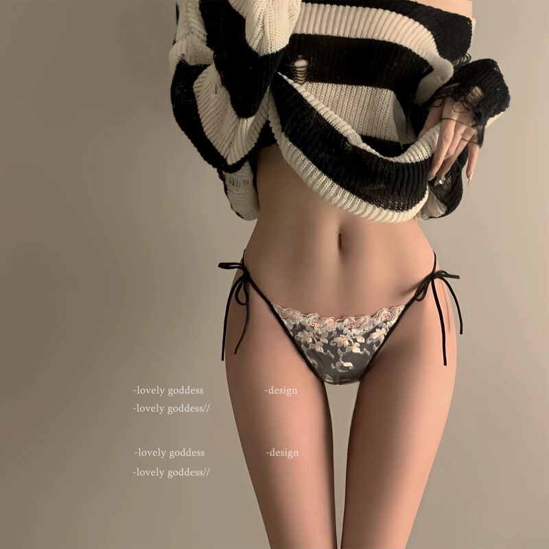 Flowers Bloom in the Fog ~ French Embroider Straps for Girls, Sweet High Slit Straps for Women, Pure Lust Style Sexy Underwear for Women