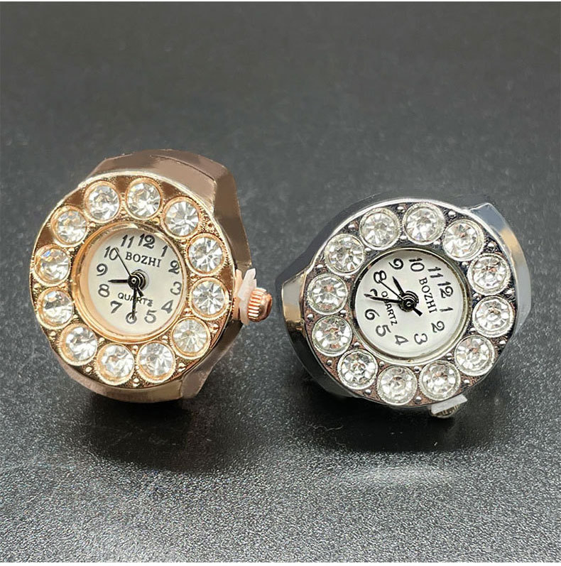 Pointer+Number Display Type Round Dial Shape Daily Occasion Quartz Movement Casual Round Quartz Watch Rings