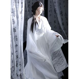 Han Clothing Straight-fringing Super Immortal Full Set of Wei-Jin Martial Arts Style Ancient Suit Women's Wide-sleeved Fairy Skirt Elegant Waist-length Skirt Photo