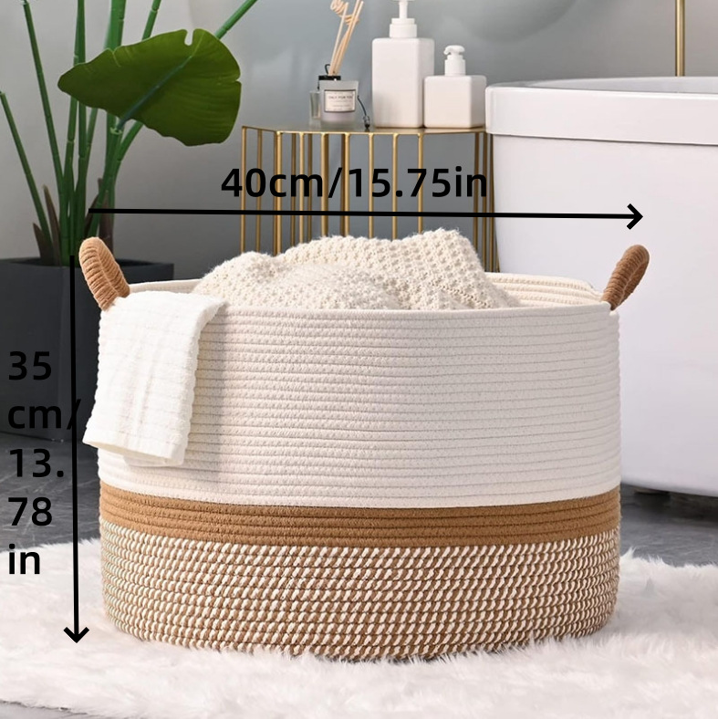 Amazon venta caliente cuerda de algodón canasta de ropa sucia canasta de lavandería de gran capacidad para el hogar japonés canasta de almacenamiento canasta de almacenamiento de juguetes para bebés