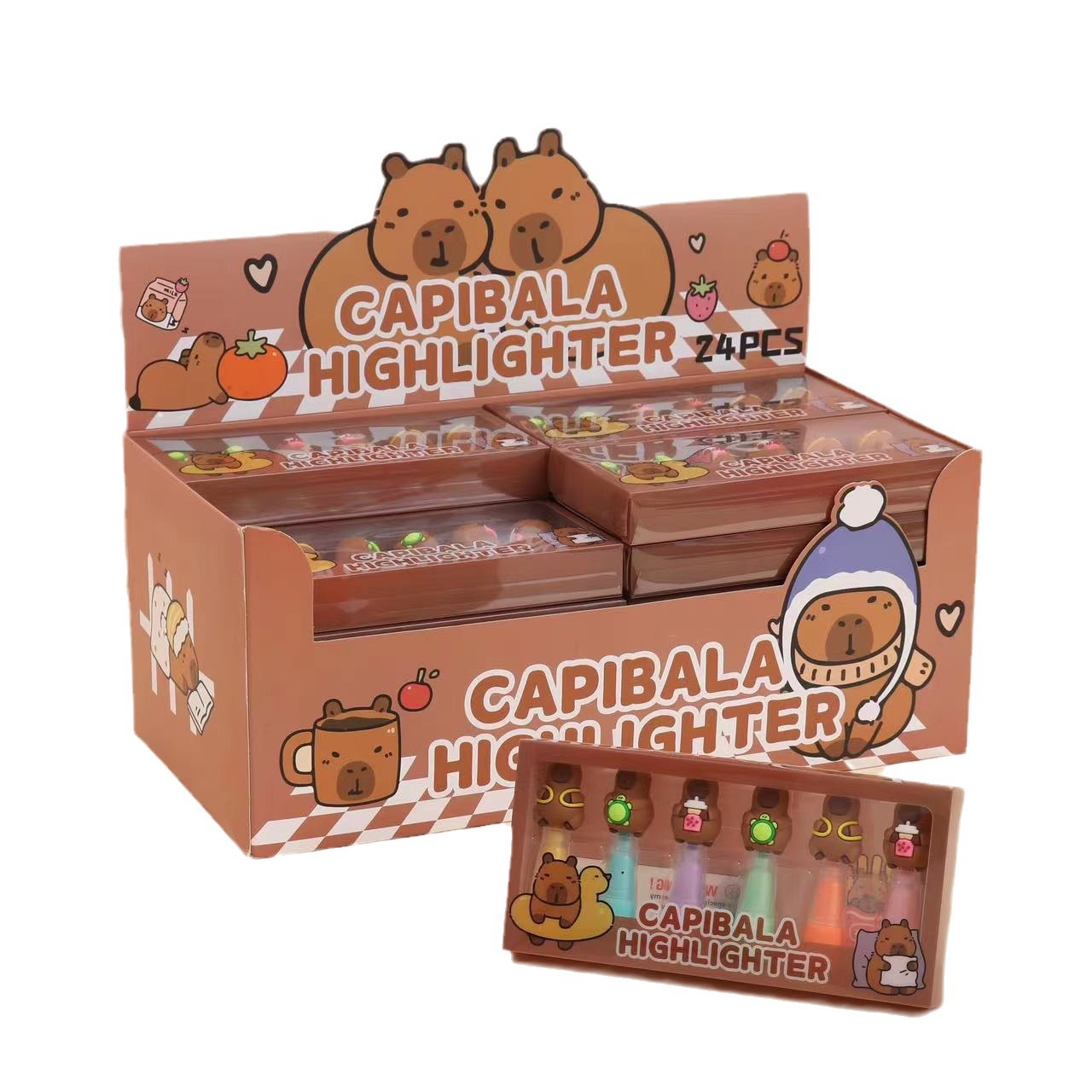 Papelería escolar Kapibala resaltador de alto valor carpincho de dibujos animados de alto valor bolígrafo de color marcador juego de regalo para estudiantes