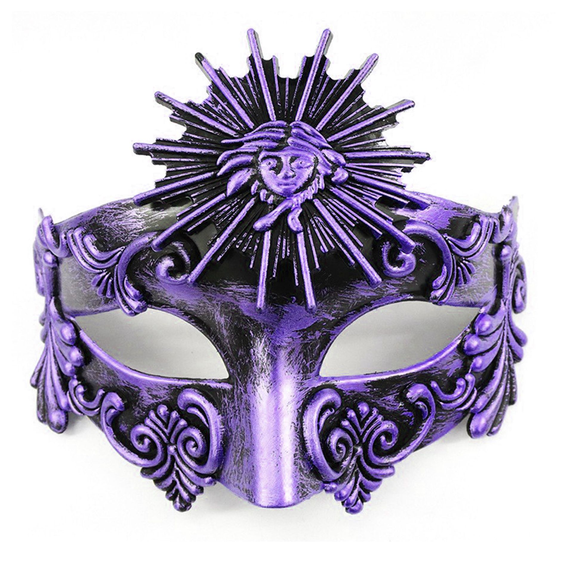 Amazon venta caliente carnaval borde lateral plumas metálicas mariposas retro máscaras de mitad de cara romana baile de maquillaje