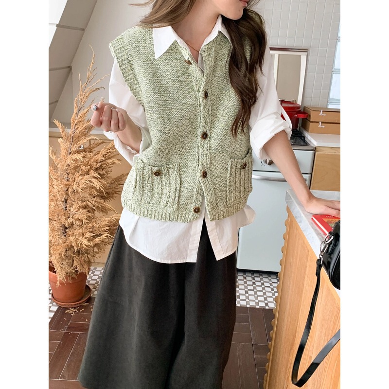 3th Morning Autumn New Korean Retro Round Neck Floral Knit Vest Cardigan ZY4455 3th Morning Autumn New Korean Retro Round Neck Floral Knit Vest Cardigan ZY4455