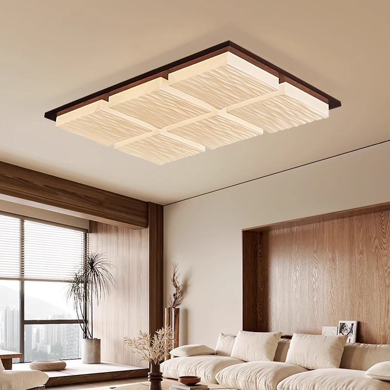 Luz de sala de estar de espectros completos de nuez, lámpara principal de vestíbulo, nueva lámpara de techo de estilo chino simple, lámpara de techo de estilo medieval, lámpara Zhongshan