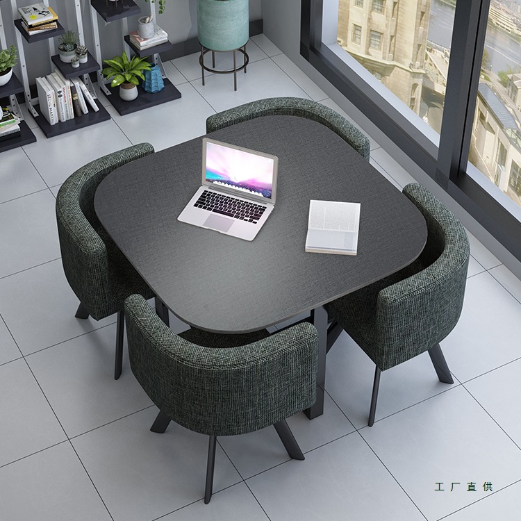Simple Reception Table and Chair Combination Negotiation Table Shop Reception Table and Chairs Office Leisure Small Round Table Square Dining Table Nordic