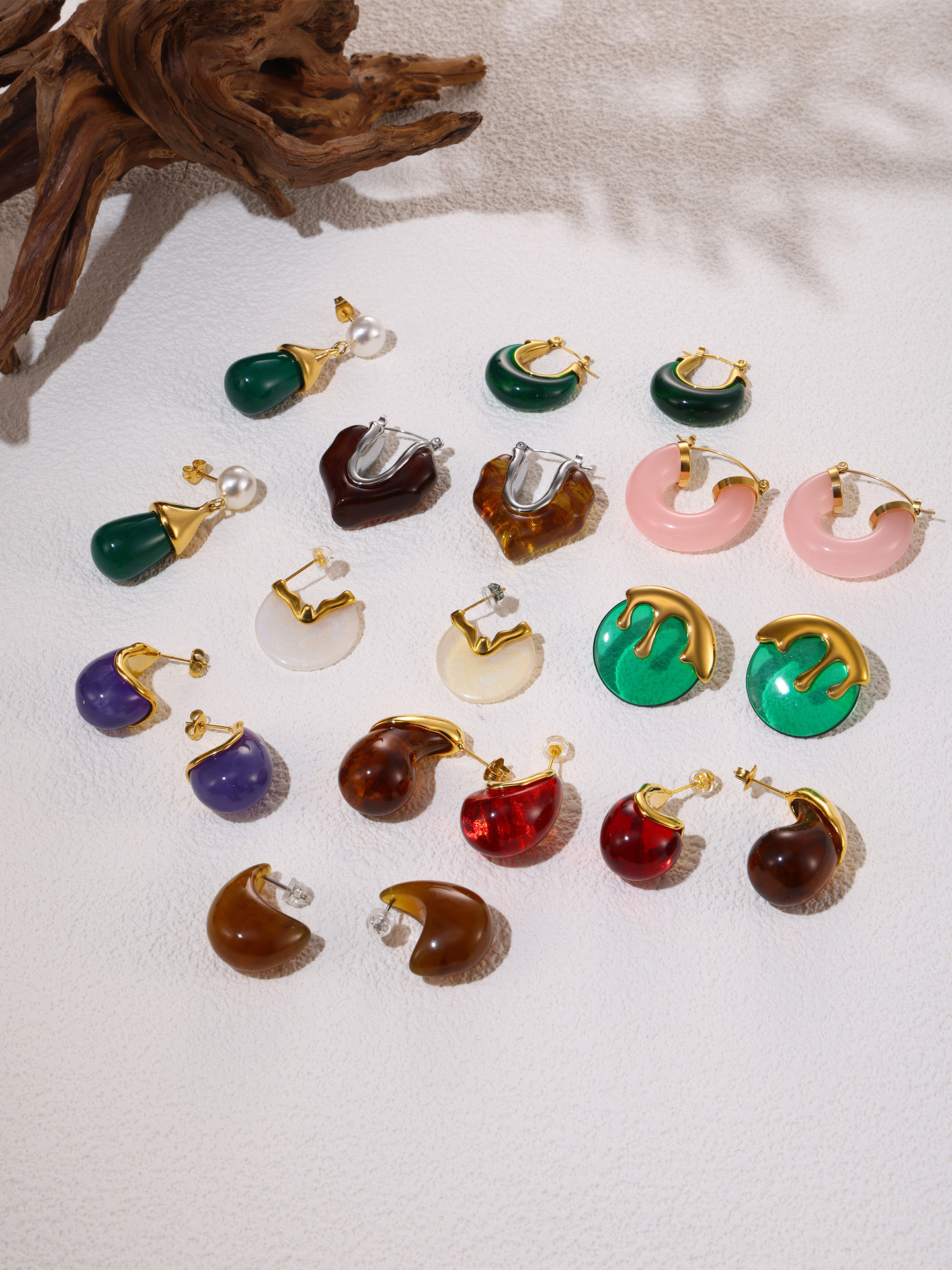 Dopamine Candy Colour Resin Square Earrings For Women Titanium Steel_voghion.com