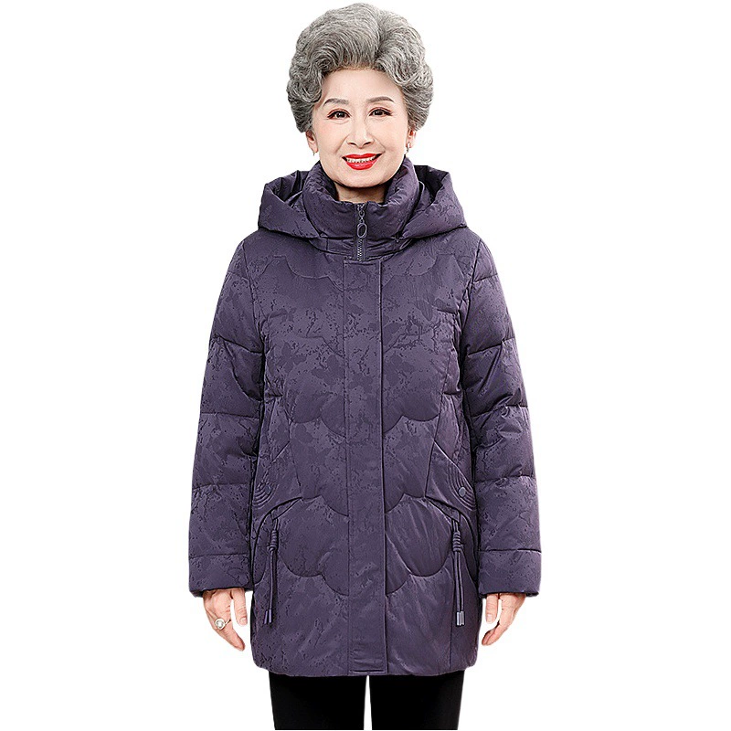 Зимняя пуховая куртка средней длины, одежда для пожилых женщин, пальто для бабушки, утепленное, ветрозащитное, одежда для свекрови, свободного кроя.