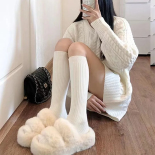 Socks for Women in Autumn and Winter, Thin Leg Pressure Socks for Women, Versatile Preppy Style Slimming Look Calf Socks, Non-Slip Pure Color Long Knee-Length Socks