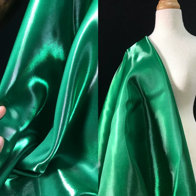 Water-gloss satin thickened support hard liquid metal crystal satin fabric jacket pants skirt clothing