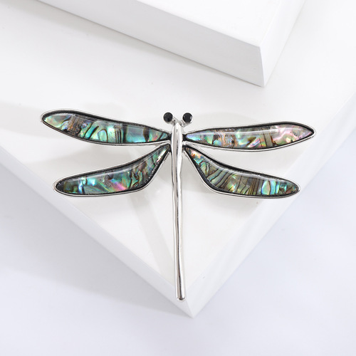 Literary retro dragonfly brooch alloy emerald shell pin suit coat coat pin buckle