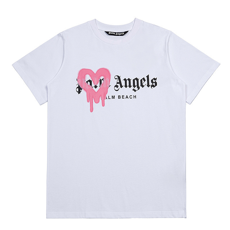 Pure Cotton Palm Angels Letter Short-Sleeved T-Shirt for Men and Women, Couple Style, New Summer Loose Top