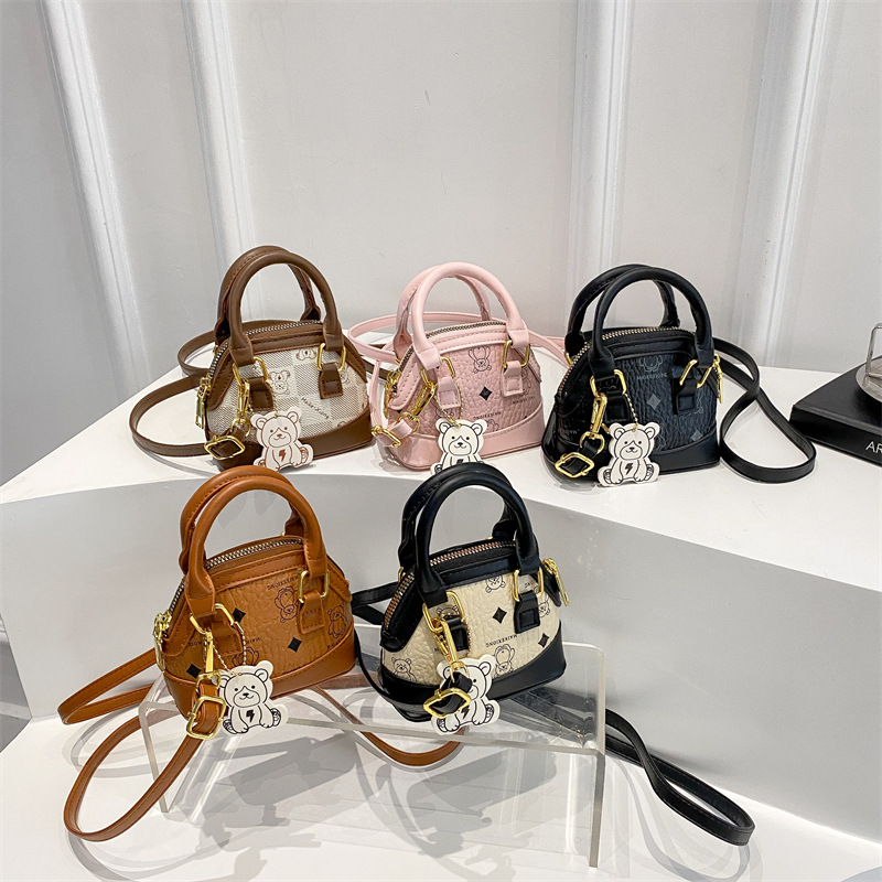Bolso de hombro para niños y niñas de estilo coreano mini lindo oso estampado bolso de bebé nuevo bolso de concha para niños