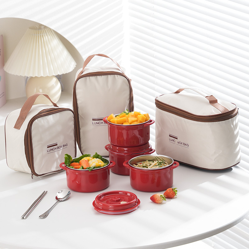 304 aislamiento de acero inoxidable hogar caja de almuerzo de aluminio calentamiento de microondas para estudiantes de oficina con comida caja de almuerzo