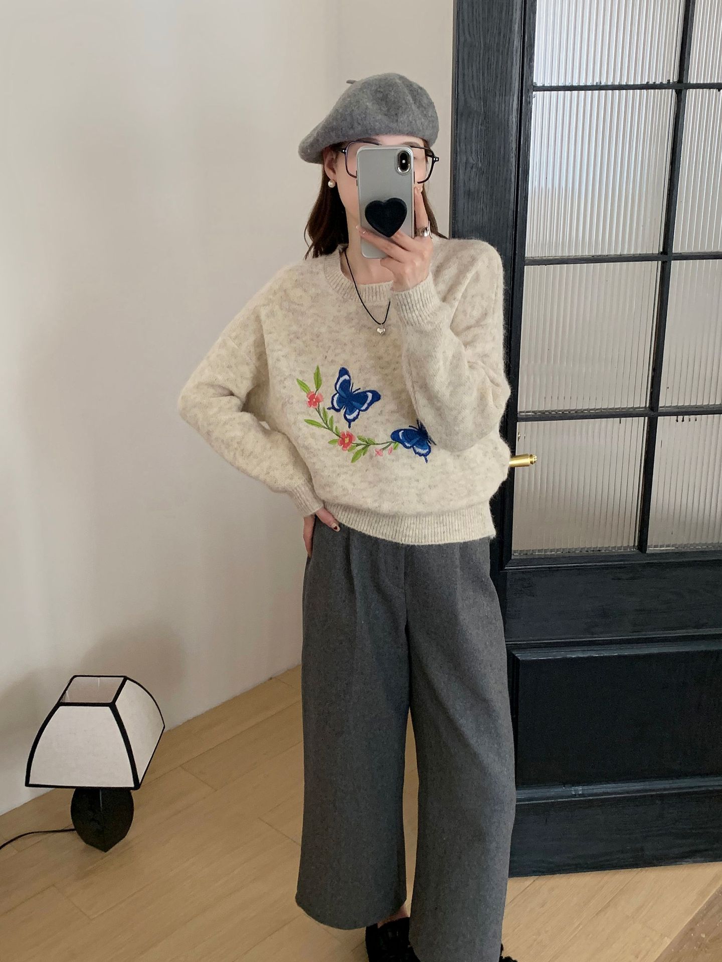 24 invierno Puyuan mariposa bordado suéter mujer Jacquard retro japonés camisa de punto otoño 2024 image 3