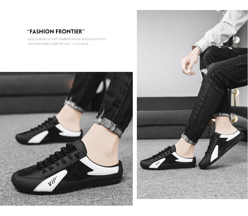 Trendige halbstützende Herrenschuhe, flache All-Match-Freizeitschuhe, faule Slip-on-Sneaker, Erbsenschuhe für Herren, Fahrschuhe mit weichen Sohlen_voghion.com