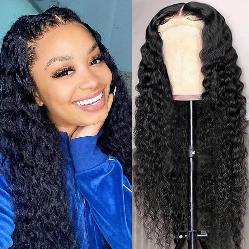 Fashionable Lace Trimmed Synthetic Wigs Small Curls Body Wave Hair Extensions Average Size Curly Clip-in_voghion.com