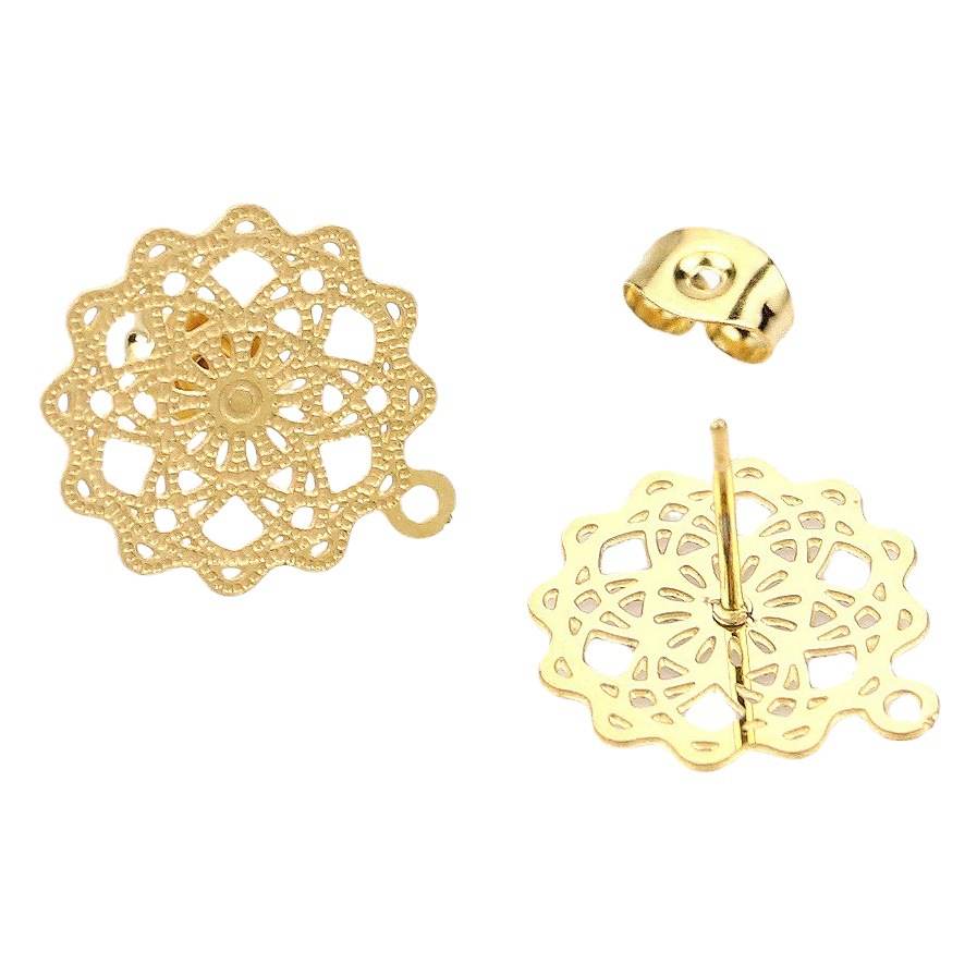 Acero inoxidable bohemio hueco patrón gancho para la oreja con colgante anti-alergia vacío pendientes DIY accesorios de joyería hechos a mano