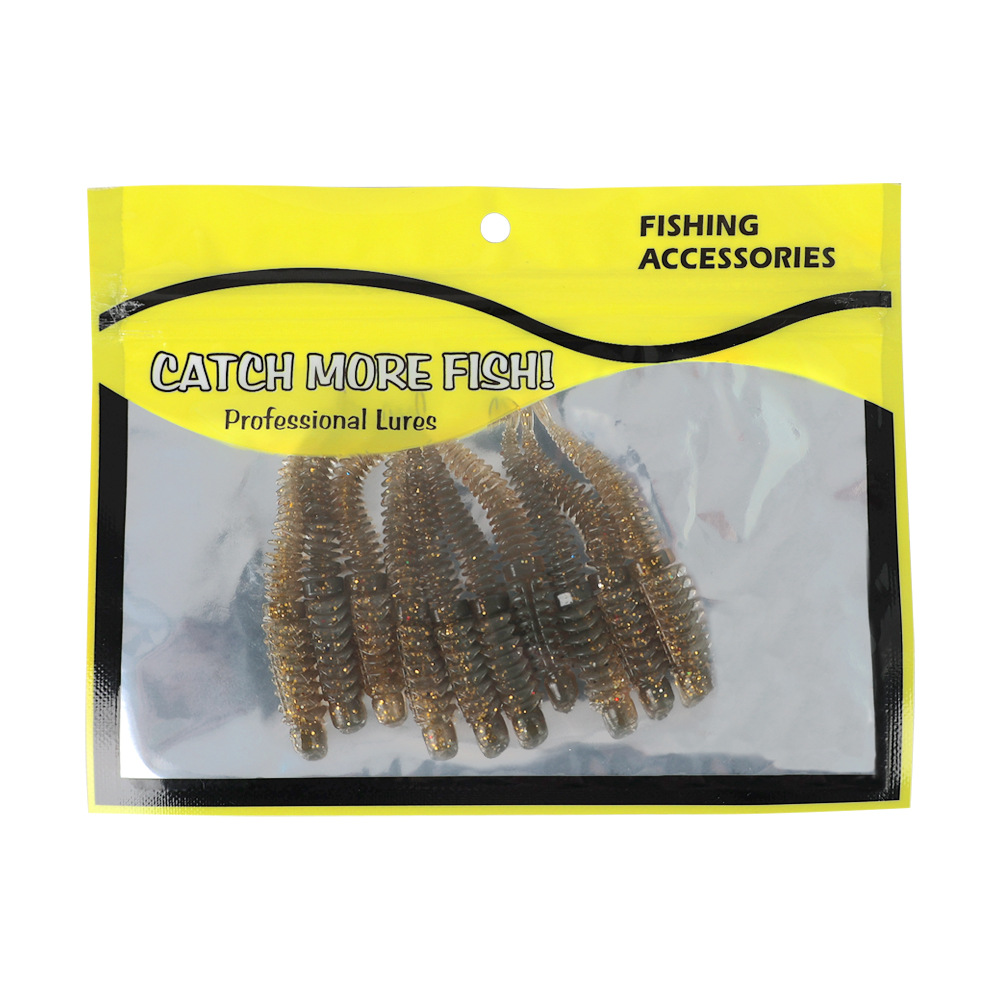 Tiburón de pesca | 10 PCs 7,5 cm luz flotante bailando gusano sal gruesa a pescado hilo inverso aguja cola luya cebo suave negro pozo biónico