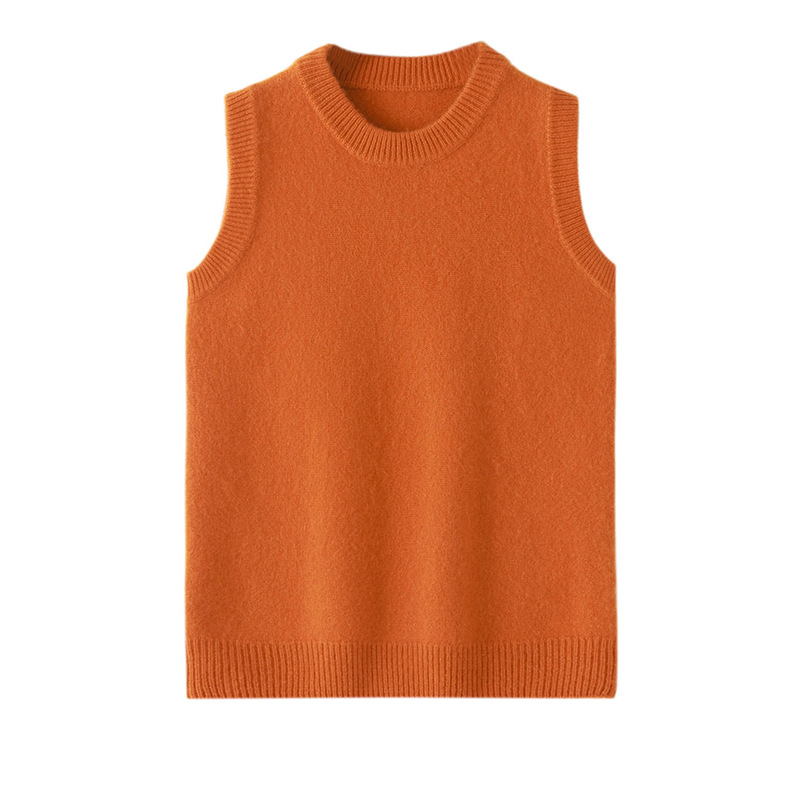 Children's knitted vest for men and women with a round collar