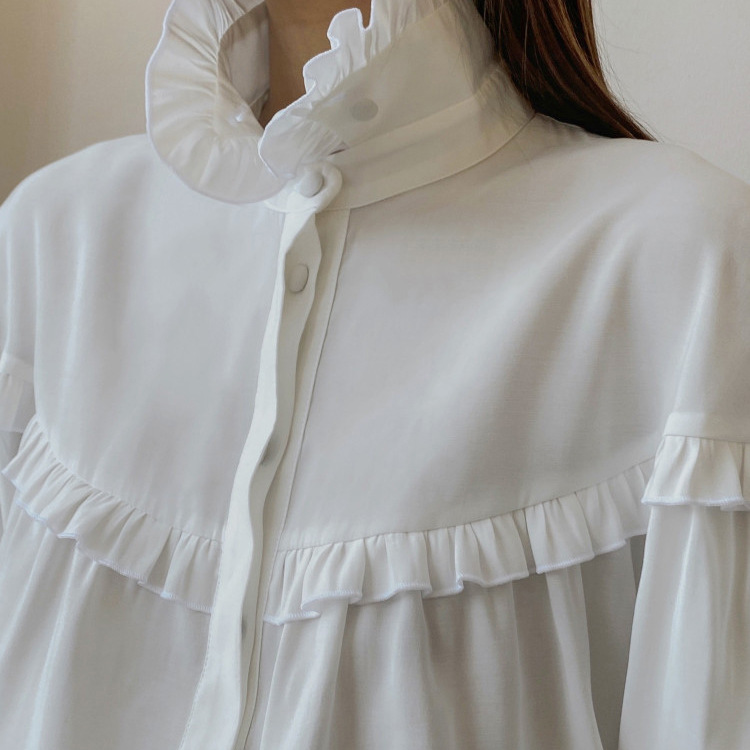 Women's Blouse Long Sleeve Blouses Ruffles Casual Solid Color display picture 2