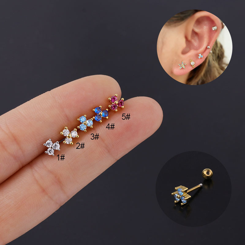 Ear Cartilage Rings & Studs Fashion Geometric Copper Plating Artificial Gemstones display picture 1