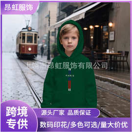 独立站亚马逊希音2025跨境新品3D印花休闲运动款儿童连帽卫衣长袖