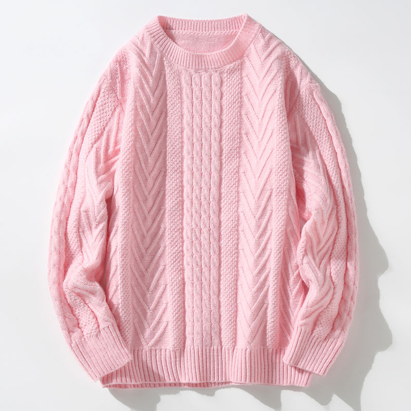 Demi-season sweater with a round collar