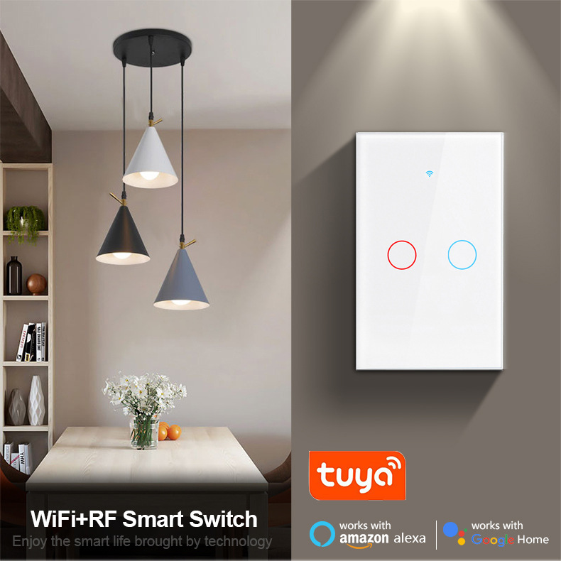 Tuya Akıllı Anahtar ABD/Avustralya Standardı Alexa Sesli Kontrol Tek Nötr Evrensel WiFi Akıllı Anahtar Paneli