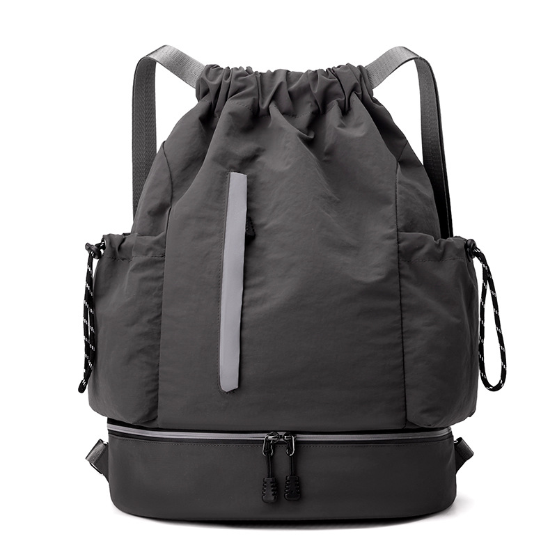 Bolso de baloncesto al aire libre ligero de moda, diseño de tira reflectante, deportes, fitness, ocio, mochila con cordón, stock de gran capacidad