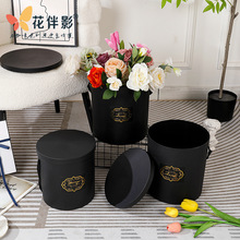 花伴影圆柱套三花束手提抱抱桶鲜花礼盒包装盒花束插花桶花店用品