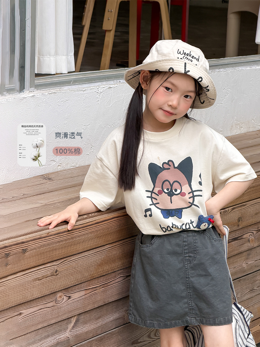Children's cute three dimensional summer cartoon T-shirt