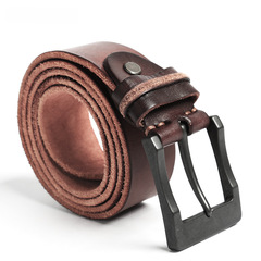 Source Point new men's belt vegetable-tanned top-layer cowhide leather belt pin buckle washed vintage foreign trade retro artistic belt