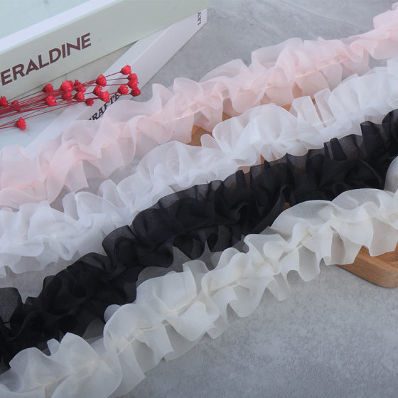 Spot 5cm double three-dimensional pleated clothing toys home textile skirt accessories fungus lace discount