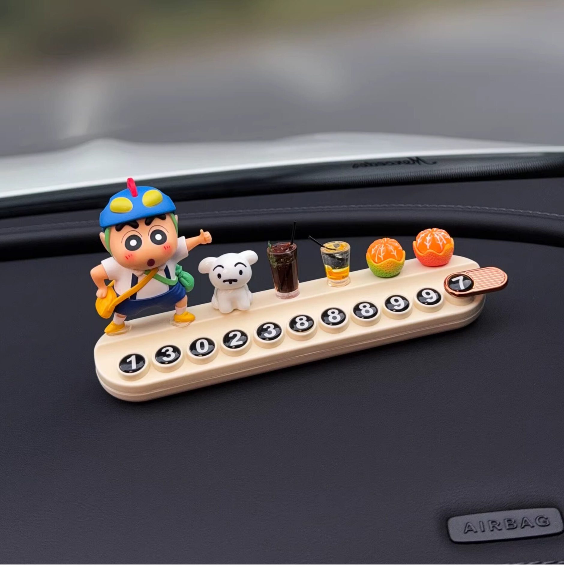 2026 New Model Crayon Shin-Chan Temporary Parking Number Plate for Moving the Car, with a Phone Number That Can Be Hidden on the Car