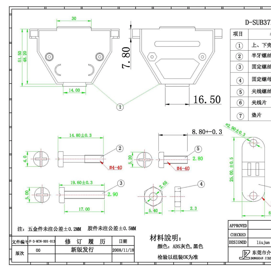 Taihua DB37P/HDB62P серый круглый отверстие пластиковый корпус + крепежные винты + гайки + прокладки оптовая продажа