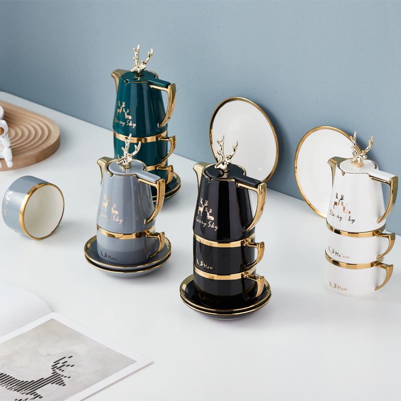Tetera traje hogar alce taza de té juego de té de cerámica tetera de flores pareja juego de agua traje tarde taza de té taza de café