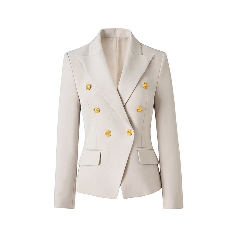 Professional Women's Blazer 2025 Spring and Autumn New Style Double-Breasted Waist-Cinching Slimming Elegant Commuter Short Blazer Jacket