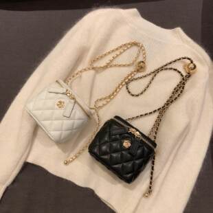 Ladies bag2025 new camellia rhombus chain box small bag women's summer mini shoulder crossbody bag