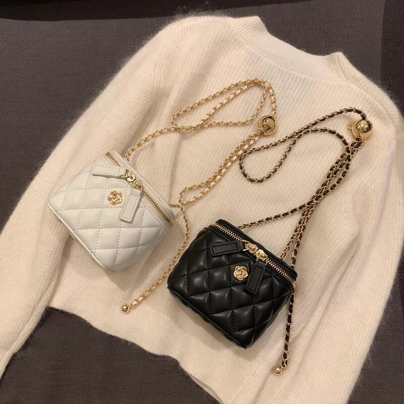 Ladies Bag2025 New Camellia Quilted Chain Box Small Bag Women's Summer Mini Shoulder Crossbody Bag