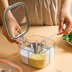 調味料ボックス家庭用キッチン調味料缶セット一体多格塩味の素胡椒収納調味料調味料瓶