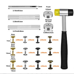 雙面鉚釘4色3個尺寸工具錘子套裝皮革配件240/360/480套子母空心