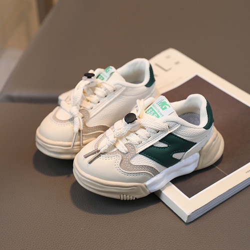 Children's Spring and Autumn New Sports Shoes for Girls and Boys, Baby Shoes with Leather Upper, Soft Sole, Non-Slip Casual Shoes