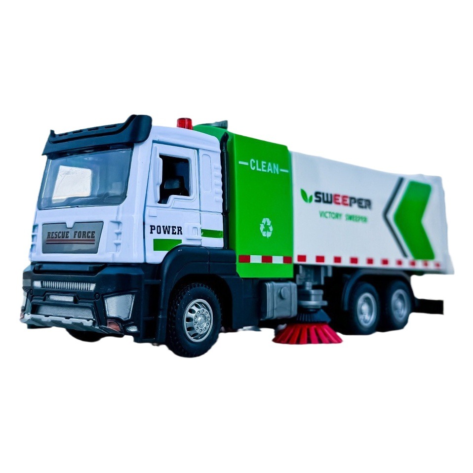 Tianjing simulación aleación coche modelo 1:32 ciudad saneamiento Pull-back barredora sonido y luz juguete coche música modelo adornos