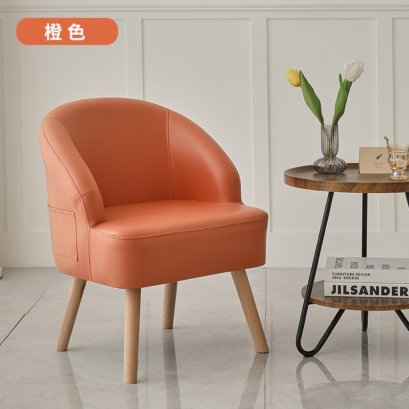Sofá de ocio de madera sólida silla de respaldo de dormitorio pequeño balcón tela económica perezosa