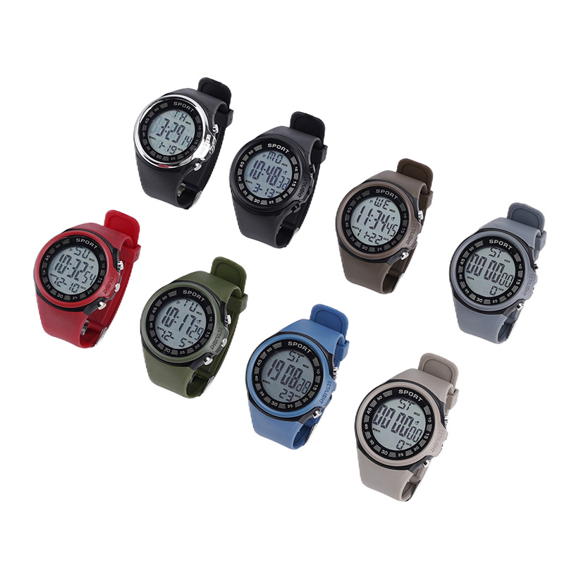 Red impermeable luz nocturna reloj electrónico de moda masculina simple estudiantes de secundaria adolescentes reloj deportivo multifuncional al por mayor