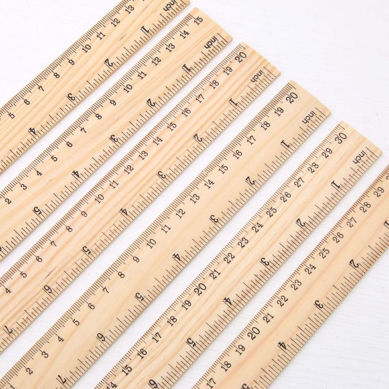 Factory wholesale direct supply wooden ruler 15/20/30cm single-sided double scale ruler student learning stationery ruler