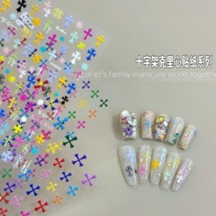 新しいネイルアートカラークロスクローハートホットガールネイルアートステッカーキャンディーカラー薄型タフなレリーフ立体装飾デカール