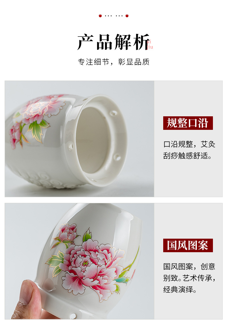 Ceramic Moxa Jar Portable Moxibustion Cup with Gua Sha Massage Function Double Layer Heat Storage in use